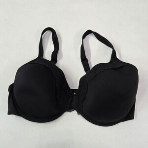 Bali Women Bra 36D Black Lace Trim Underwire Lightly Lined Adjustable Straps‎